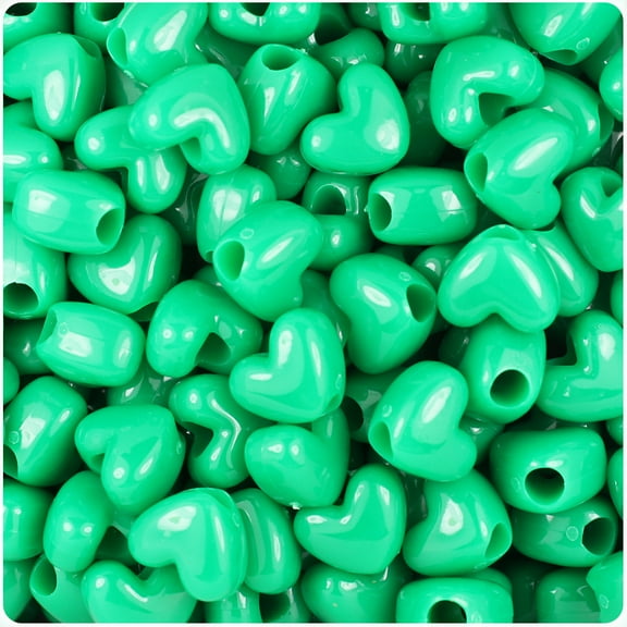 BeadTin Green Opaque 12mm Heart Pony Beads (250pcs)