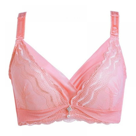 

LaceWomen Comfortable Bra AdjustablePush Up Wire Free Female Bra Plus Size