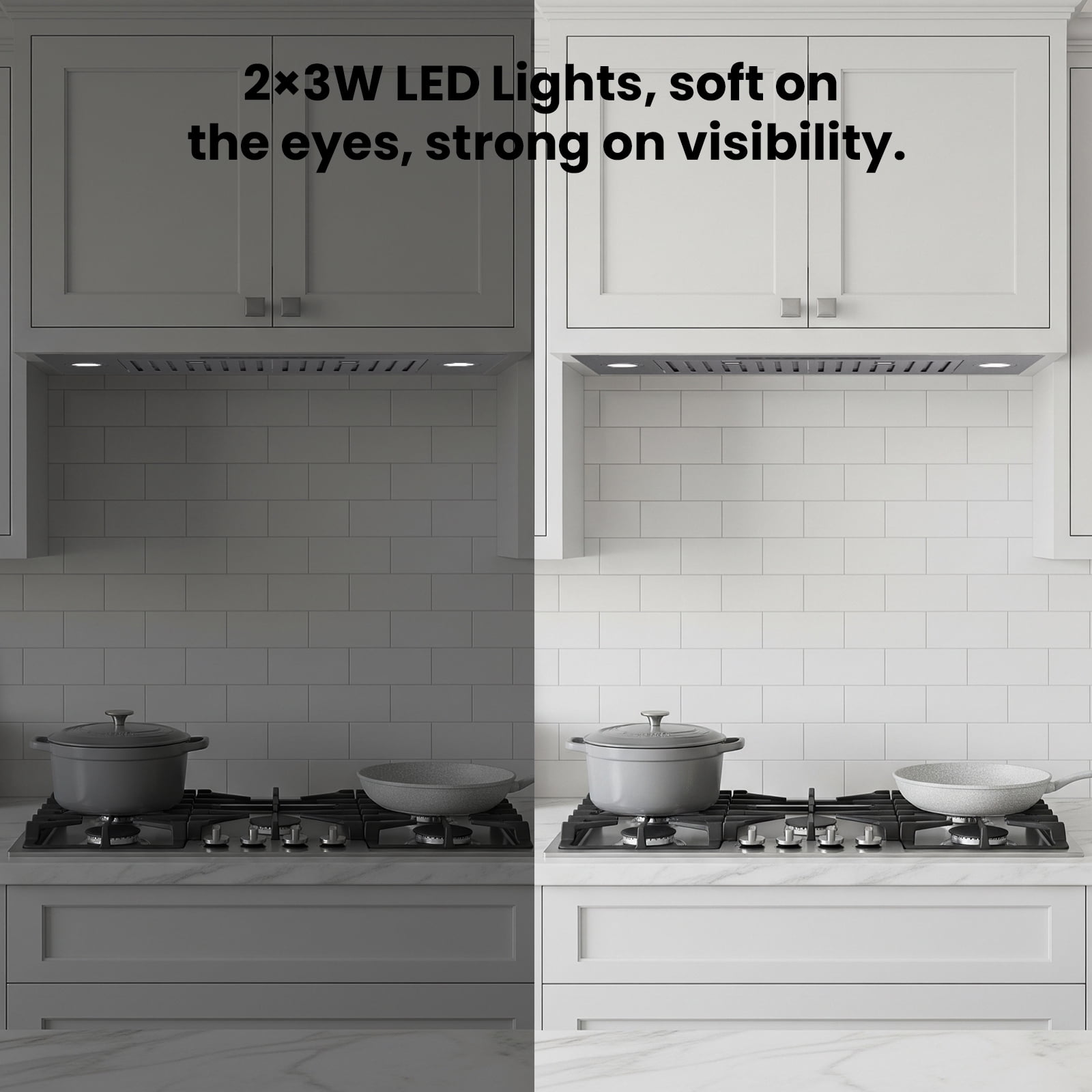 VIKIO 30" Under Cabinet Range Hood Insert 900 CFM Convertible Ducted to Ductless in Stainless Steel with 3-Speed and LED Lights