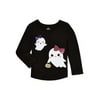 Baby and Toddler Girls Halloween Long Sleeve Ghost T-Shirt, Sizes 12M-5T