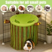 Colenumone Guinea Pig Hideout Forest Fleece Corner Hideaway for Cage Accessories, Soft Fleece Tassel Hammock Tent for Small Animals, Bunny, Ferret, Chinchilla, Rat, Hedgehog, Dwarf Rabbit