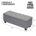thumbnail image 3 of MoNiBloom 42" Microfiber Rectangle Storage Ottoman, Upholstered Tufted Footrest Stool Footstool with Nailhead Trims for Living Room Bedroom Home Office, Grey, 3 of 9