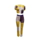 thumbnail image 1 of VISgogo, camisetas y pantalones de manga corta tejidos para mujer, ropa de verano con vendaje frontal en la cintura elástica a juego de colores VISgogo moda, 1 of 5
