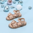 thumbnail image 2 of enyan Kids Sandals Girls,Girls Sandals Open Toe Summer Flats Dress Sandals Shoes Toddler/Little Kid/Big Kid,Beige,Size 9.5, 2 of 6