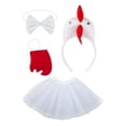 thumbnail image 2 of Conjunto de 4 piezas de disfraz de pollo, accesorios de Pascua, falda de tul para las vacaciones de Acción de Gracias Blanco, 2 of 9
