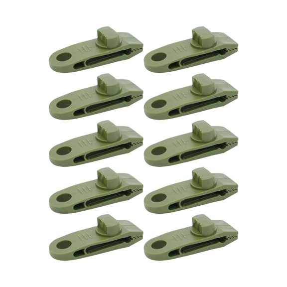 10 pinzas resistentes para lona de tienda de campaña, abrazaderas para tienda de campaña, abrazaderas para lona, ​​pinzas reutilizables portátiles para pulgar Verde
