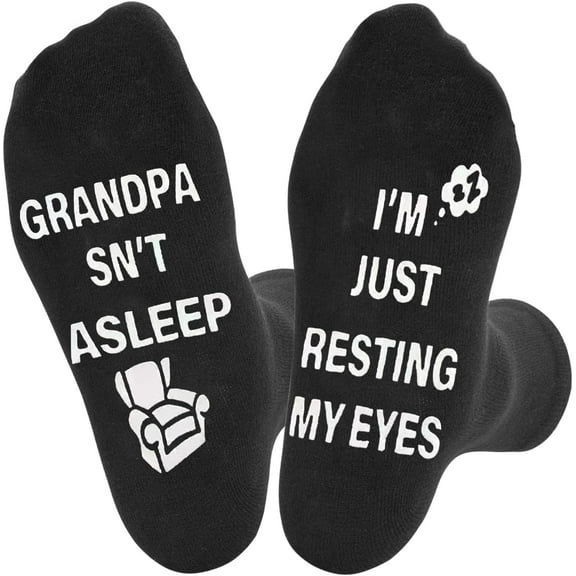 Funny Socks for Men - "Resting My Eyes" Gripper Socks