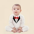 thumbnail image 2 of Fesfesfes Infant Suits for Baby Boys Cotton Long Sleeve Gentleman Outfit Tie Print Casual Jumpsuit Rompers Clearance, 2 of 4