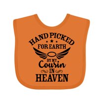 Inktastic Handpicked for Earth by My Cousin in Heaven with Angel Wings Boys or Girls Baby Bib