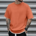 thumbnail image 2 of Fashion Top for Men - Men's Casual Crew Neck T-Shirt Everyday Wear Stylish Two Layer Design Fabric Outfits Relaxed Comfort Pairing with Pants Casual Shirts,Orange,XL, 2 of 4