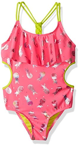 Mini Tangerine Girls Pink /& White Polka Dot Swimming Suit 1 Piece Ruchked Tutu Bathing Suit 6