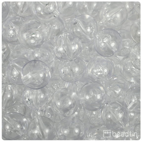 BeadTin Crystal Transparent 14mm Round Plastic Beads (36pcs)