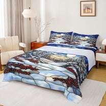 Homewish Red Berry Twin Sheet Sets,Rustic Farmhouse Cabin Twin Fitted Sheet,Winter Theme Flat Sheet For Girl Boys,Ultra Soft Home Decor,3-Piece