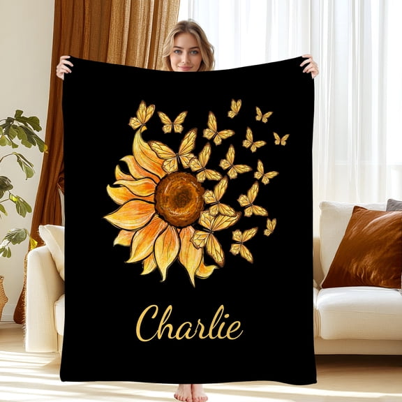 Personalized Throw Blanket, Custom Blanket with Name, Customized Flannel Throw Blanket, Christmas Blanket Gifts for Family and Friends
