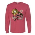 thumbnail image 2 of Wild Bobby Worship While You Wait Sunflower Pink and Yellow Inspirational/Christian Men Long Sleeve Shirt, Vintage Heather Red, Large, 2 of 6