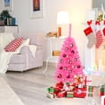 thumbnail image 3 of Topbuy 3FT Pink Artificial Christmas Tree Mini Christmas Decoration Tree with Plastic Stand, 3 of 8