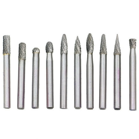 

10 Sets of Double-Cut Solid Carbide Rotary Milling Cutters with 6 mm