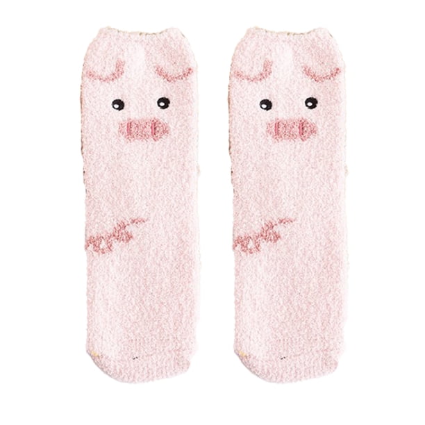 Minnieouse Calcetines de cama de invierno Tobillo Térmico Estampado de animales Antideslizante Espesado Salón Calcetería esponjosa Regalo de Navidad Medias Cerdo Minnieouse AP009903-02