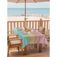 thumbnail image 2 of Outdoor Tablecloth with Umbrella Hole for Patio/Picnic/Party/Camping, Pink Wooden Grain Waterproof Table Cloth Rectangle Table Cover Washable, Vintage Chic Geometric Ombre Teal (60"x 84"), 2 of 8