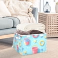 thumbnail image 3 of Yayeee Collapsible Cube Storage Bin with Lid Fabric Closet Decorative Basket with Handles, Pink Beach Toys Pattern, 3 of 7
