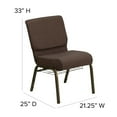 thumbnail image 2 of HERCULES Series 21''W Church Chair in Brown Fabric with Cup Book Rack - Gold Vein Frame, 2 of 9