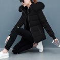 thumbnail image 6 of Womens Tops Long Sleeve Winter Jacket Hood Waist Overcome Outer Coats Jacket with Pocket,Blouse for Women Black S, 6 of 6