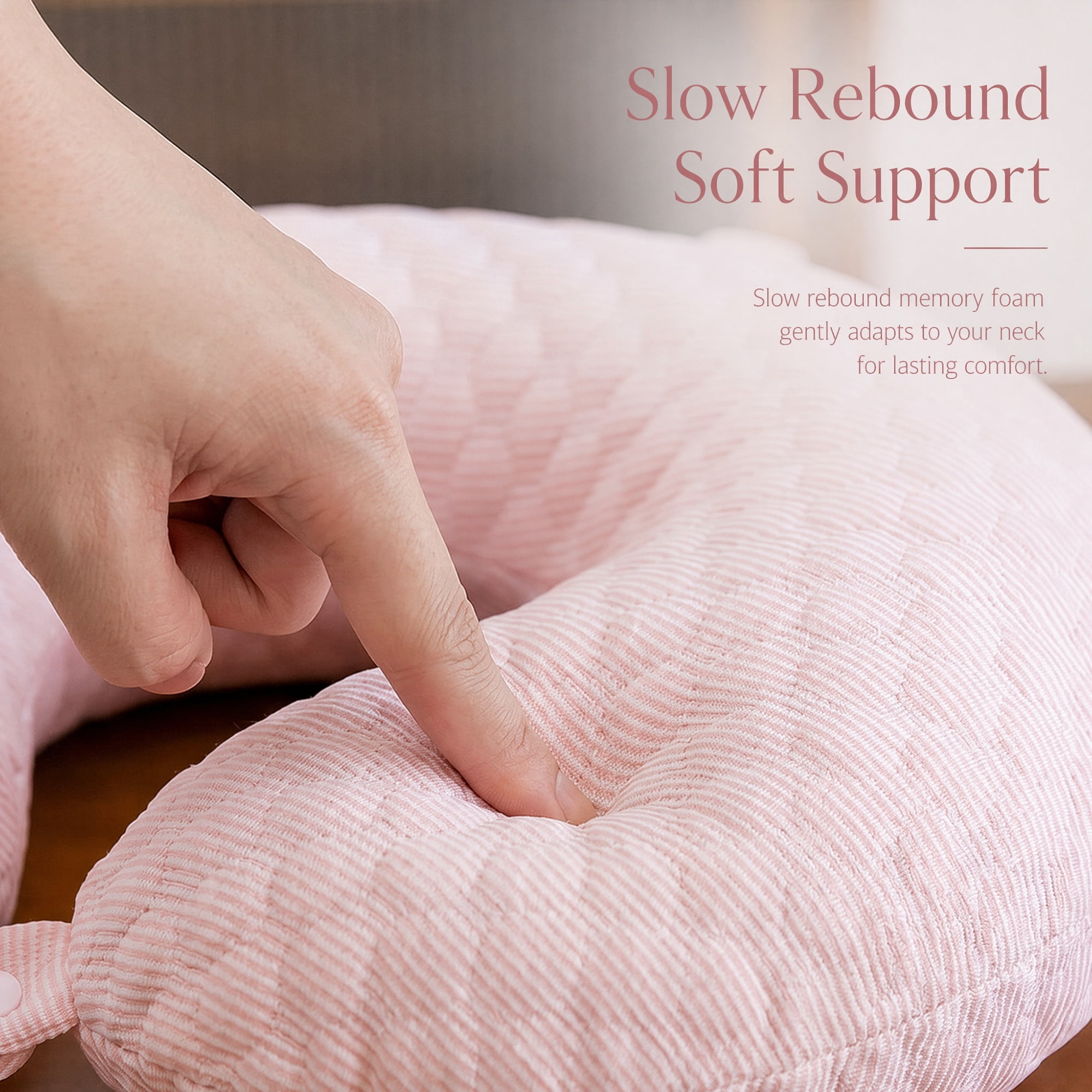 Unique Bargains Memory Foam U Shape Travel Neck Pillow for Office Naps Pink 12"x12"x4"