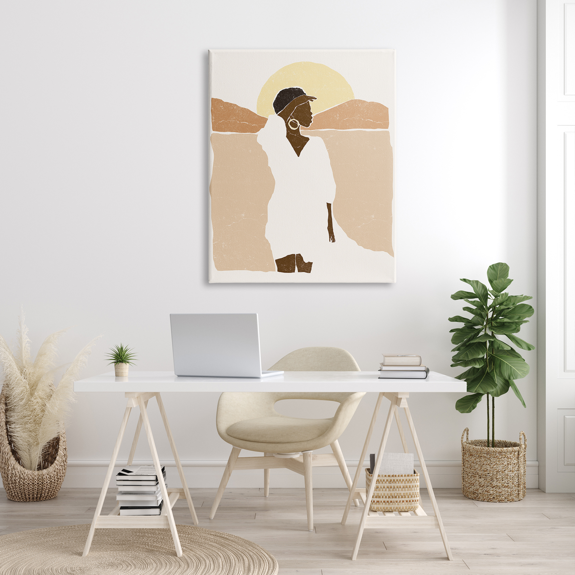 Stupell Indtries Woman Gazing Across Canyon Desert Sunrise Landscape,36 x 48,Design by Yuyu Pont