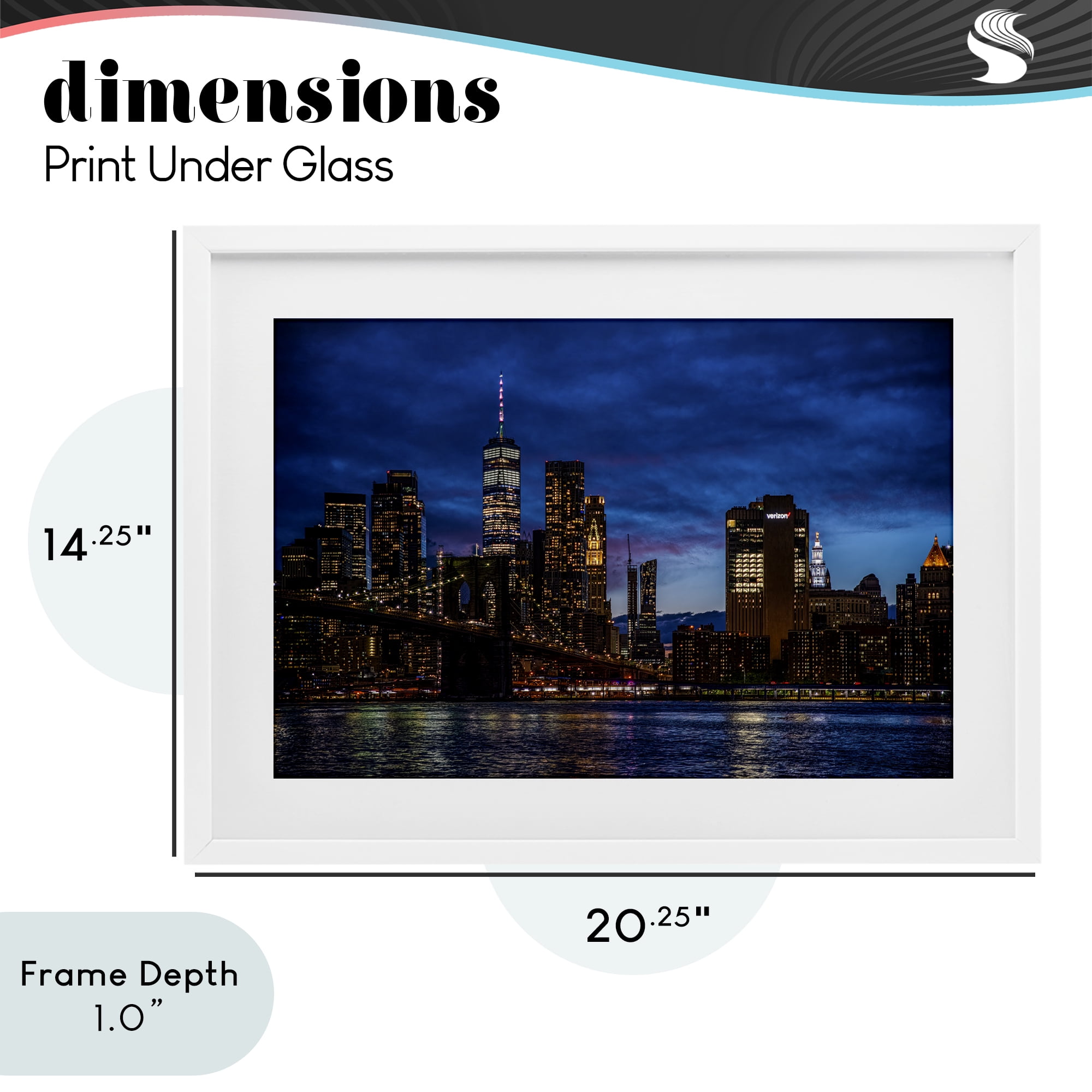 Stupell Industries Brooklyn Bridge at Night White Framed Print Under Glass, design by Tim West