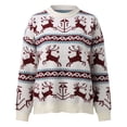 thumbnail image 4 of Pull de Noël pour Femmes Col Rond Blouse Mi-Longue Fermeture Extérieure Tricot Décontracté Moelleux Mode Pull Imprimé Cardigan Chaud, 4 of 5