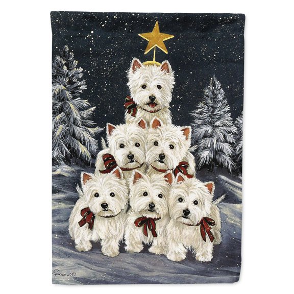 Westie Christmas Family Tree Flag Canvas House Size