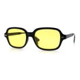 thumbnail image 4 of Retro Hustler Oval Rectangular Plastic Mid Horn Rim Vintage Vibe Sunglasses Black -Yellow, 4 of 8