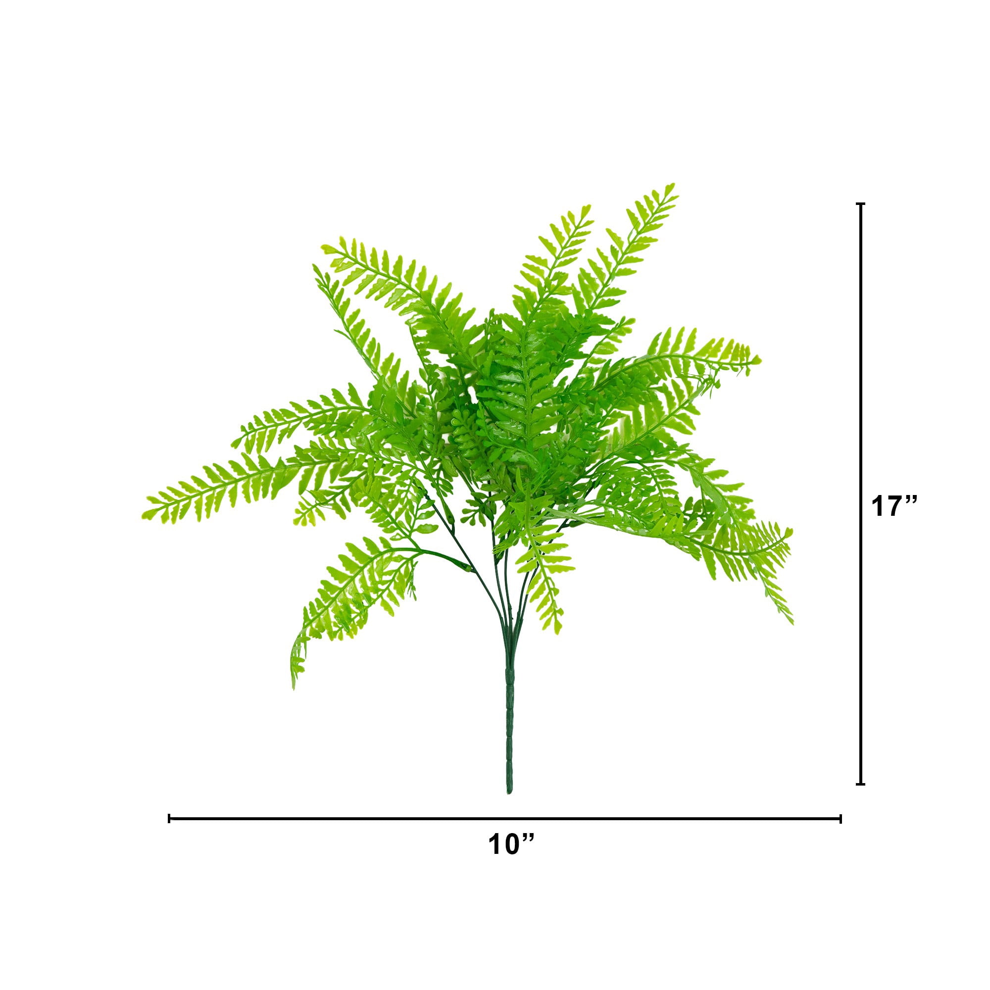 17in. UV Resistant Artificial Vibrant Fern Bush (Indoor/Outdoor) - Set of 6