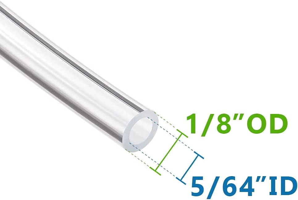MKEUDQ-Pneumatic PU Tubing, 1/8"OD Hose PU Polyurethane Air Hose Tube Line for Air Compressor Water Fluid Transfer Clear (16.4 ft)