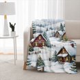 thumbnail image 3 of SPXUBZ Soft Warm Cozy Winter Snow Village Red Roof Cabins Flannel Throw Blanket For Bed Couch Sofa Holiday Decor Gift, 3 of 3
