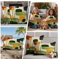 thumbnail image 5 of Green Abstract Outdoor Waterproof Pillow Covers, Geometric Simple Lines Vintage Art Decorative Square Throw Pillowcase Sofa Cushion Sham for Patio/Couch/Chair, 16"x16" 2 Pack, 5 of 8