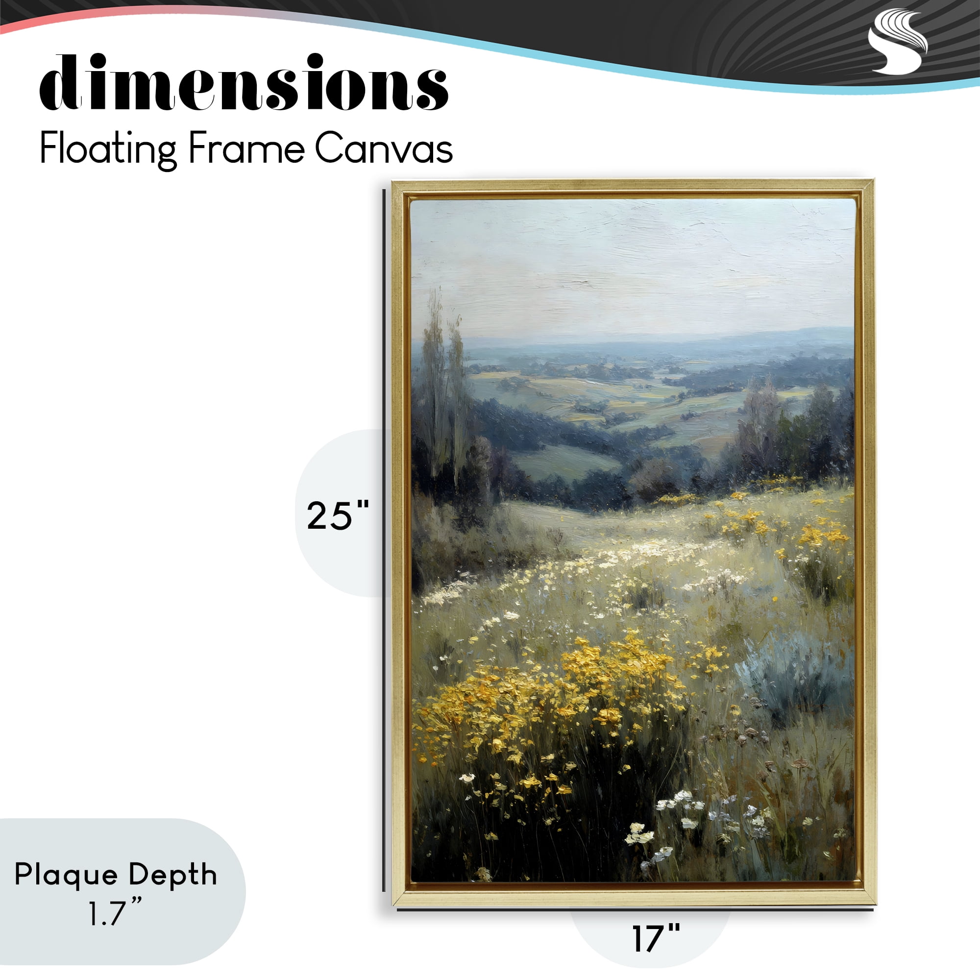 Stupell Industries Sporadic Meadow Flowers Gold Framed Floater Canvas Wall Art, design by Petal Prints Design