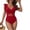 Red, variant on ITSAME Womens One-Piece Bathing Suit with Chest Pad Deep V-Neck Fashion Ruffled Beach Swimsuit Army Green Size 2XL