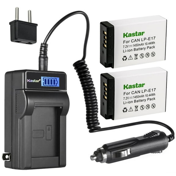 Kastar 2-Pack LP-E17H Battery and LCD AC Charger Compatible with Canon EOS M6 Mark II, EOS 77D, EOS 750D, EOS 760D, EOS 800D, EOS 8000D Digital Camera, Canon BG-E18, BG-E18 IR Camera Battery Grip