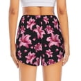 thumbnail image 2 of Lsque Lilies Flowers Printed Women's Running Shorts with Liner Pockets,Elastic Quick Dry Workout Athletic Gym Yoga Shorts,Womens High Waist Shorts-, 2 of 9
