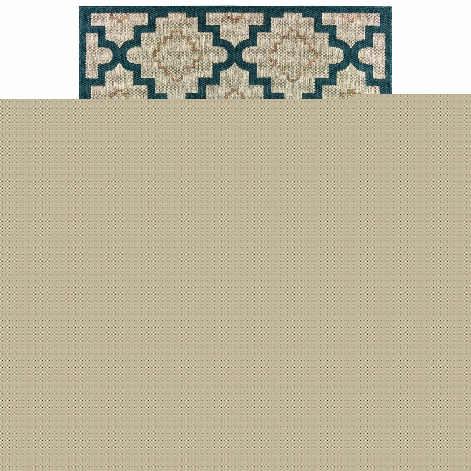 Avalon Home Lakeland Scalloped Lattice Indoor/Outdoor Rug, 3'3" X 5', Grey/ Teal