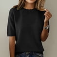 thumbnail image 4 of Duoif Womens Tops Women'S Short Sleeve Pullover Spring 2026 Fashion Crew Neck Knitted Shirt Elegant Lightweight Short Sleeve Pullover Spring Summer Black XXL, 4 of 4