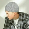 thumbnail image 3 of Morttic Unisex Winter Trawler Beanie Hat Short Retro Ribbed Fisherman Skullcap Knit Cuff Beanie Cap(Gray), 3 of 6