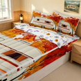 thumbnail image 3 of Erosebridal Cartoon Camper Zipper Queen Comforter Set with Fitted Sheet and 2 Pillowcases, Hello Fall Print Zipper Bedding Set, Halloween Reversible, 3 of 7