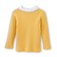 thumbnail image 4 of ContiKids Fall Winter Baby Toddler Girls Ruffle Mock Neck T-Shirts Little Girls Pullover Sweater Knitted Top Shirt Mustard 2-3 Years, 4 of 5