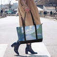 thumbnail image 4 of FORMRS Canvas Laptop Tote Bag for Women with 15.6" Computer Compartments Shoulder Handbag, Blue Sky and River, 4 of 7