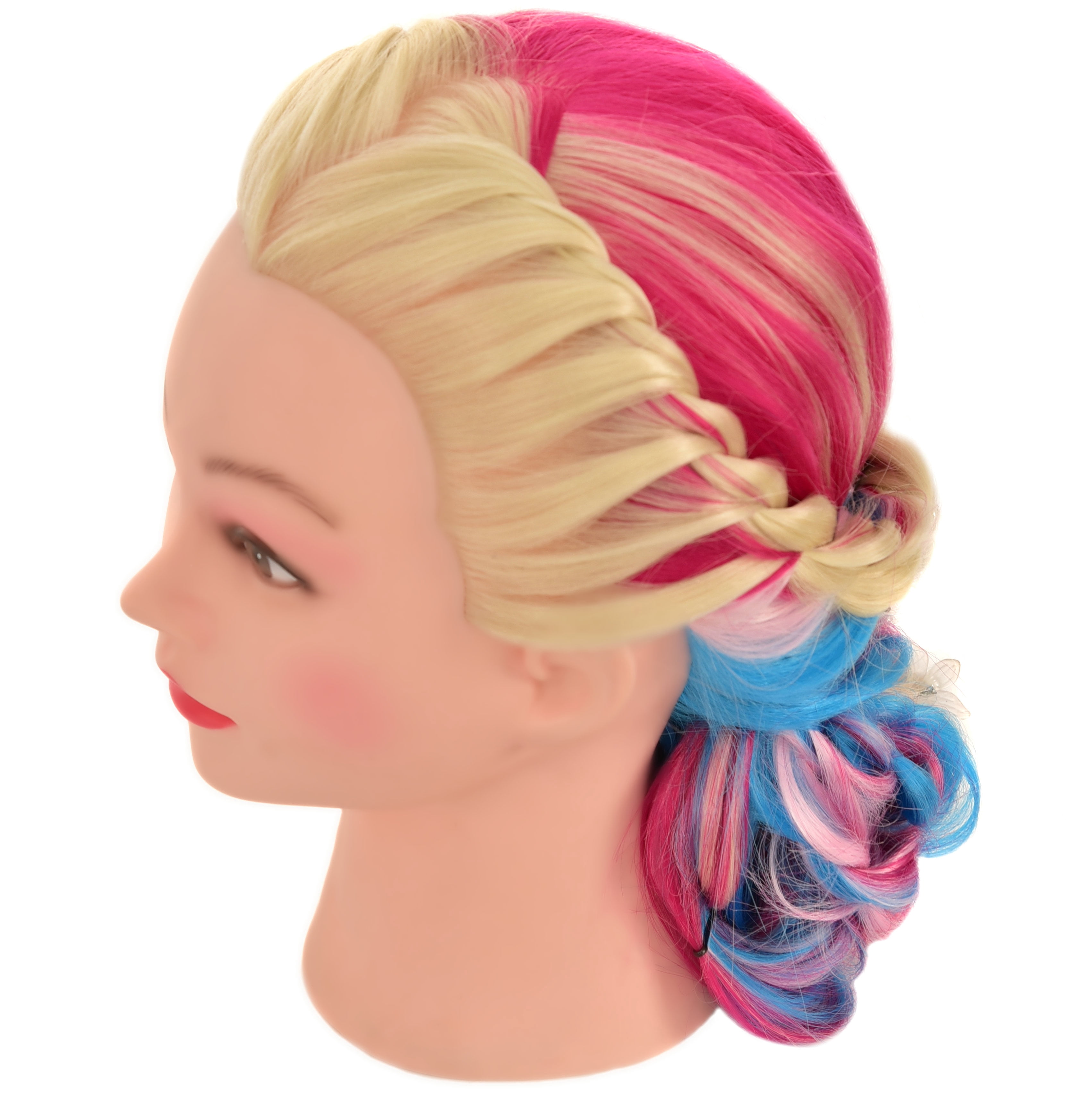 RYHAIR 35 inches Multicolor Long Synthetic Hair Mannequin Head for Practice Braiding Styling Updos Cosmetology Barber Training Display with Stand