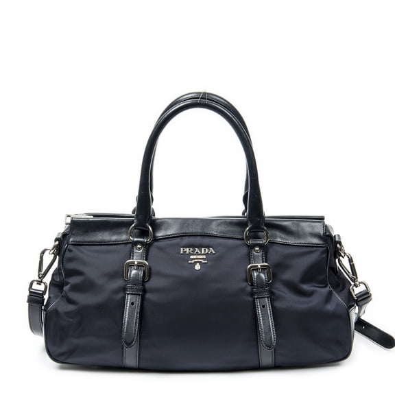 Pre-Owned Prada Navy Horizontal Convertible Tote Handbag Nylon Canvas