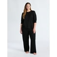 thumbnail image 2 of Joyspun Women's Fleece Long Sleeve Top and Straight Leg Pants Lounge Set, 2-Piece, Sizes XS-3X, 2 of 5