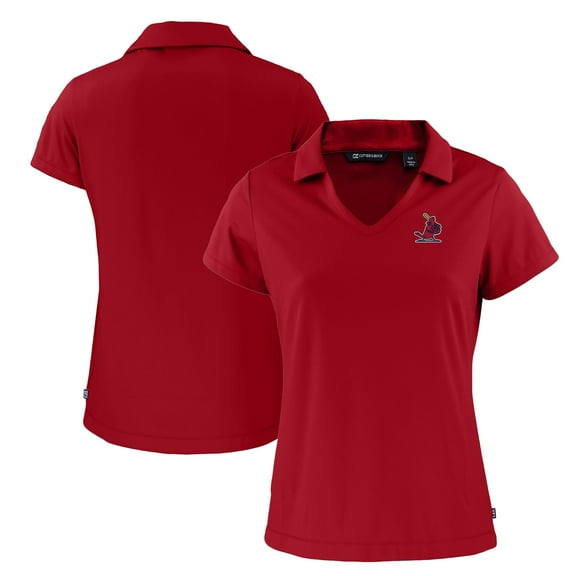 Women's Cutter & Buck Red St. Louis Cardinals Cooperstown Collection Daybreak Eco Recycled V-Neck Polo